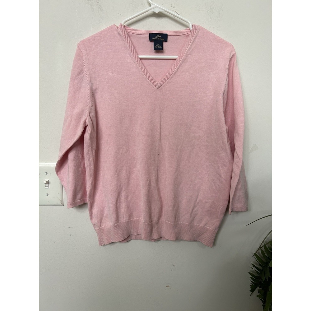 Brooks Brothers Sweater XL Silk Blend Pink V-Neck Pullover Preppy Ivy League - Picture 3 of 6